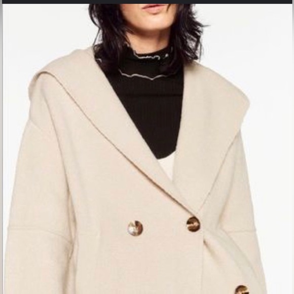 Zara Knit Double Breasted Hooded Cardigan beige M - Picture 3 of 9